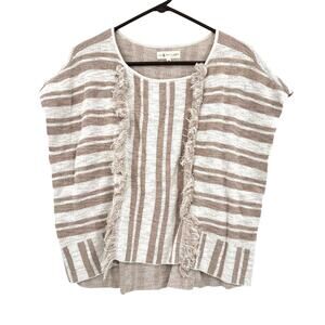 Lou & Grey for Loft Size Medium Short Sleeve Blouse Top Shirt Cotton Blend